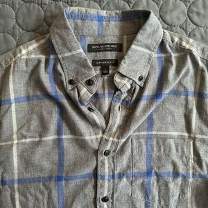 Banana Republic Gray and Blue Checkered Shirt